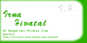 irma hivatal business card